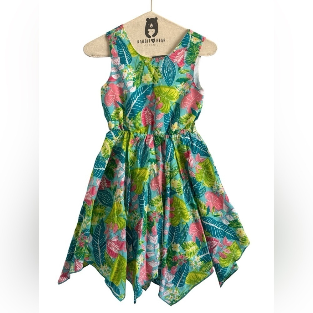 Tommy Bahama Sleeveless Asymmetrical Hem Lined  Back Cut Out Button Dress Sz 3T